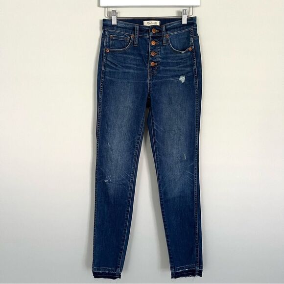 Madewell 10" High Rise Skinny Jeans: Drop Hem Edition Medium Wash, Size 25 NWOT - Picture 3 of 13